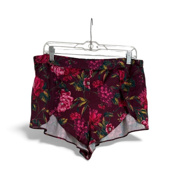 Victoria Secret Glazed Satin Pajama PJ Set Red Pink Roses‎ Afterhours Large - Picture 2 of 5